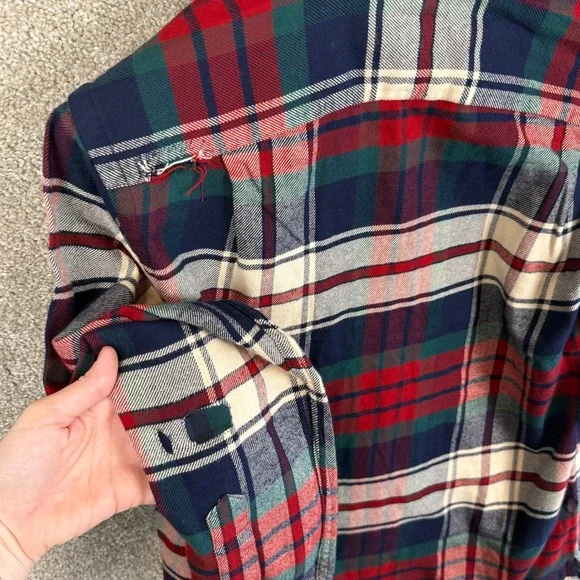 Polo Ralph Lauren Classic Fit Plaid Flannel Camp Shirt Mens Small Distressed NEW